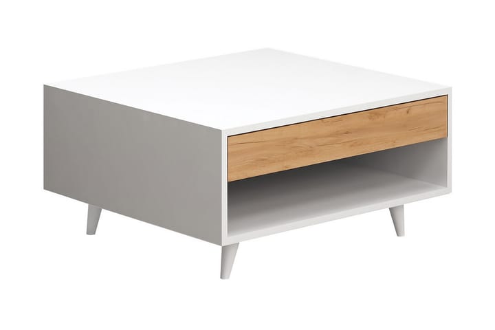 Soffbord Naidaj 80 cm med Förvaring Låda + Hylla - Trä/Vit - Möbler - Bord & matgrupp - Soffbord