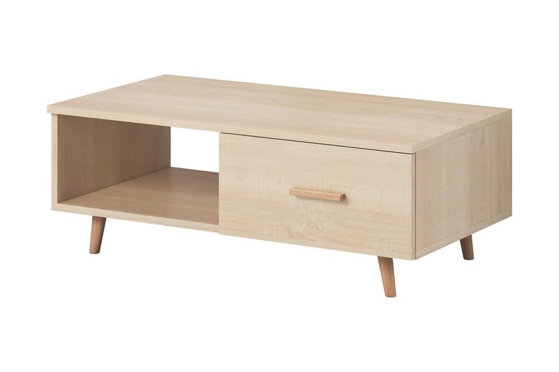 Soffbord Nelda 110 cm med Förvaring Hylla + Låda - Natur/Trä - Möbler - Bord & matgrupp - Soffbord