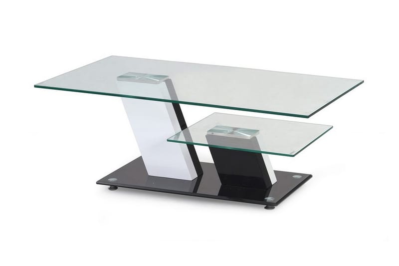 Soffbord Nelida 110 cm med Förvaring Hylla - Glas/Svart/Vit - Möbler - Bord & matgrupp - Soffbord