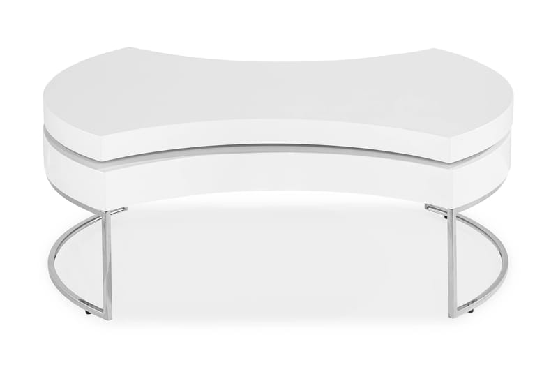 Soffbord Nico 110 cm Ovalt - Vit Högglans/Silver - Möbler - Bord & matgrupp - Soffbord