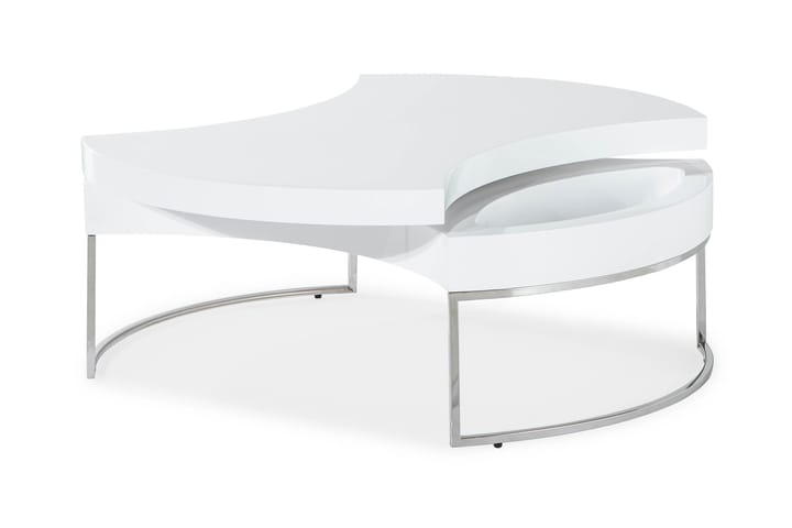 Soffbord Nico 110 cm Ovalt - Vit Högglans/Silver - Möbler - Bord & matgrupp - Soffbord