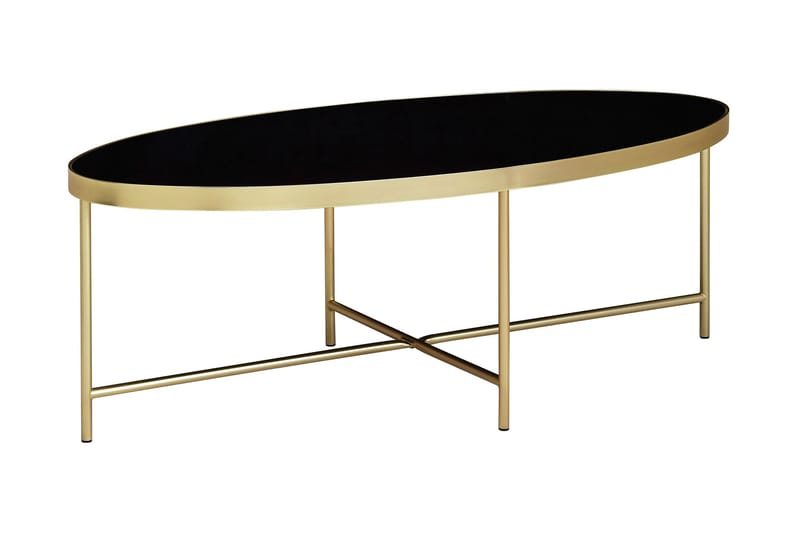 Soffbord Nisarg 110 cm Ovalt - Glas/Svart/Guld - Möbler - Bord & matgrupp - Soffbord