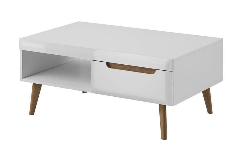 Soffbord Noraia 107 cm med Förvaring Hylla + Låda - Beige/Grå/Vit - Möbler - Bord & matgrupp - Soffbord