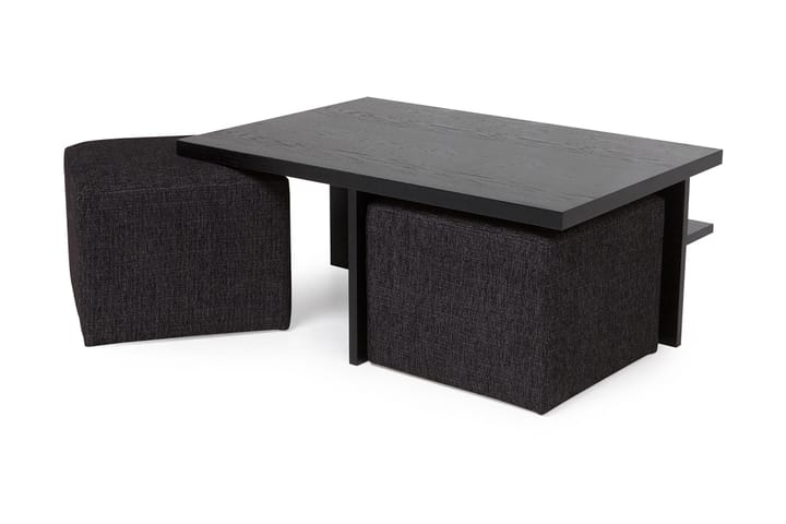 Soffbord Oliver 100 cm med 2 Pallar - Svart - Möbler - Bord & matgrupp - Soffbord