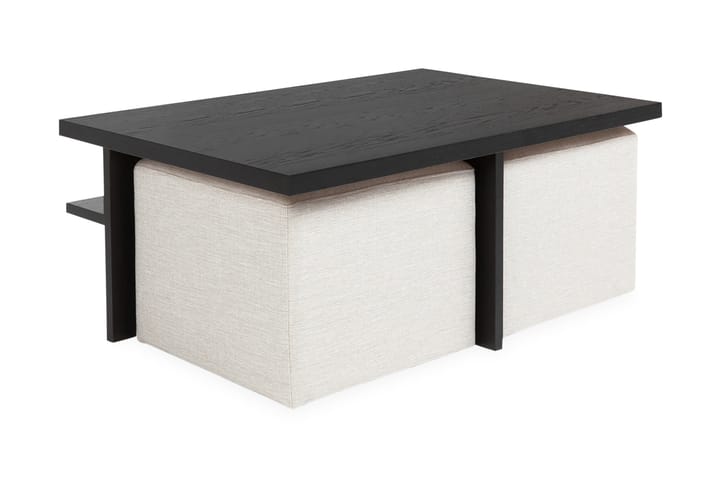 Soffbord Oliver 100 cm med 2 Pallar - Svart/Beige - Möbler - Bord & matgrupp - Soffbord