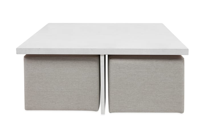 Soffbord Oliver 100 cm med 4 Pallar - Vit/Beige - Möbler - Bord & matgrupp - Soffbord