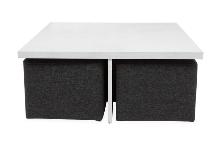 Soffbord Oliver 100 cm med 4 Pallar - Vit/Mörkgrå - Möbler - Bord & matgrupp - Soffbord