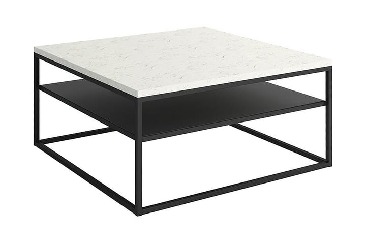 Soffbord Oswestry 85 cm med Förvaring Hylla Marmormönster - Vit/Svart - Möbler - Bord & matgrupp - Soffbord