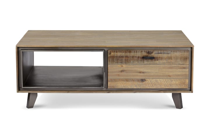 Soffbord Periana 120 cm med Förvaring Hylla + Lådor - Akacia/Beige/Grå - Möbler - Bord & matgrupp - Soffbord
