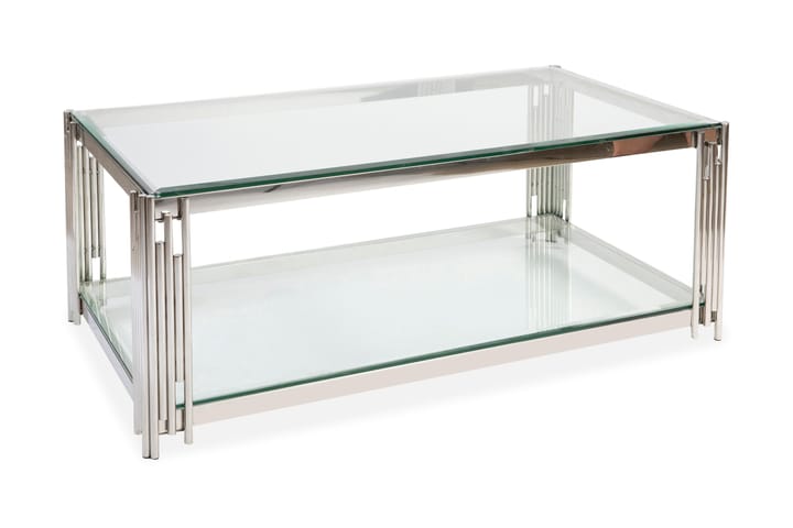Soffbord Prato 130 cm med Förvaring Hylla Glas/Krom - Stenexpo - Möbler - Bord & matgrupp - Soffbord