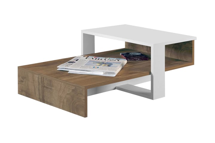 Soffbord Quoja 80 cm med Förvaring Hylla - Vit/Valnötsbrun - Möbler - Bord & matgrupp - Soffbord