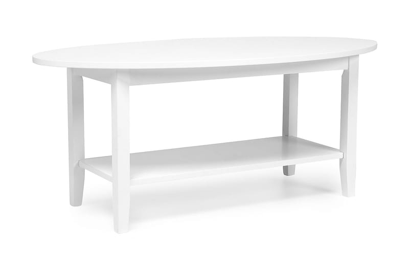 Soffbord Ragnhild 120 cm Ovalt med Förvaring Hylla - Vit - Möbler - Bord & matgrupp - Soffbord