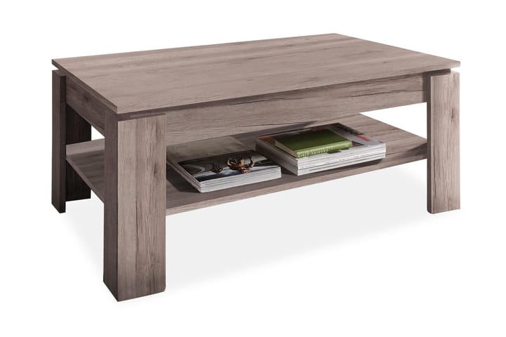 Soffbord Rifallet 110 cm med Förvaring Hylla - Mörk Ekfärg/Ljusgrå - Möbler - Bord & matgrupp - Soffbord