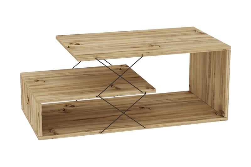 Soffbord Roura 100 cm med Förvaring Hylla - Natur/Brun/Svart - Möbler - Bord & matgrupp - Soffbord