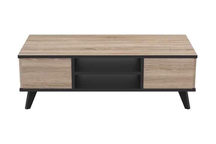 Soffbord Sadie 107 cm med Förvaring Lådor+Hyllor - Borstad Ekfärg/Svart - Möbler - Bord & matgrupp - Soffbord