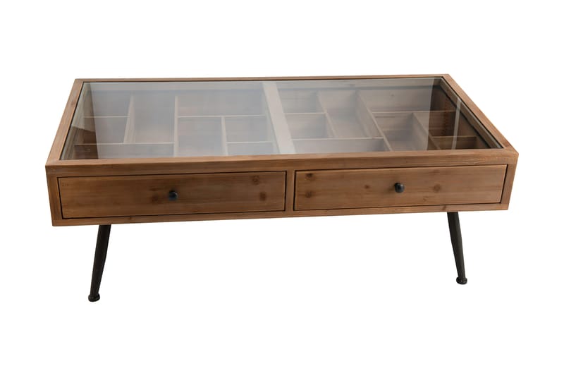 Soffbord Sandsjö 120 cm med Förvaring Lådor - Brun/Glas - Möbler - Bord & matgrupp - Soffbord