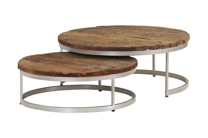 Soffbord set 2 st återvunnet trä och stål - Brun - Möbler - Bord & matgrupp - Soffbord