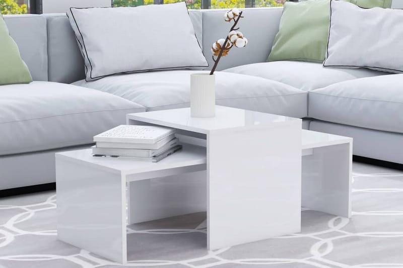 Soffbord set vit högglans 100x48x40 cm spånskiva - Vit - Möbler - Bord & matgrupp - Soffbord