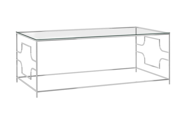 Soffbord silver 120x60x45 cm rostfritt stål och glas - Silver - Möbler - Bord & matgrupp - Soffbord