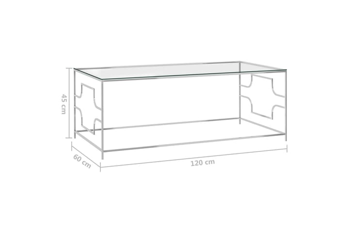Soffbord silver 120x60x45 cm rostfritt stål och glas - Silver - Möbler - Bord & matgrupp - Soffbord
