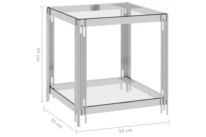 Soffbord silver 55x55x55 cm rostfritt stål och glas - Silver - Möbler - Bord & matgrupp - Soffbord