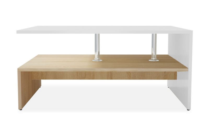 Soffbord spånskiva 90x59x42 cm ekfärg och vit - Vit - Möbler - Bord & matgrupp - Soffbord