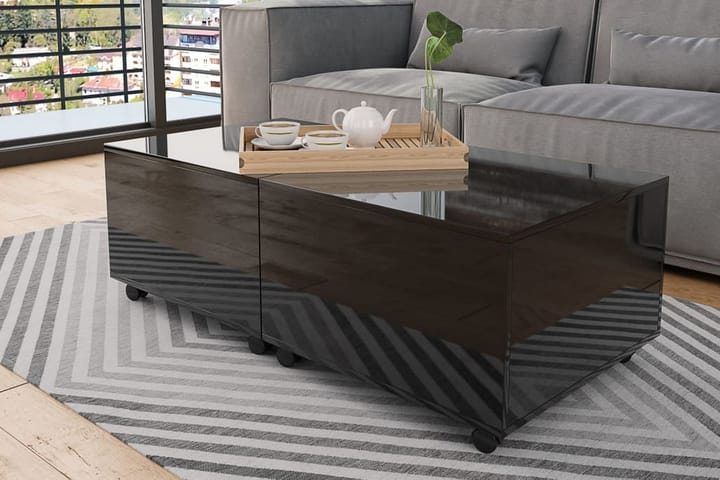 Soffbord svart högglans 120x60x35 cm - Svart - Möbler - Bord & matgrupp - Soffbord - Soffbord med hjul