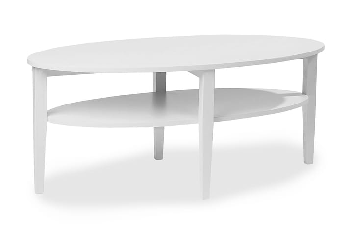 Soffbord Svedjan 120 cm Ovalt med Förvaring Hylla Vit - Vit - Möbler - Soffa - Sammetssoffa