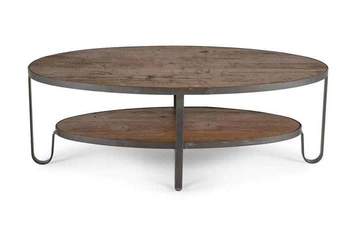 Soffbord Svedjan 128 cm Ovalt med Förvaring Hylla Trä - Trä/Krom - Möbler - Bord & matgrupp - Soffbord