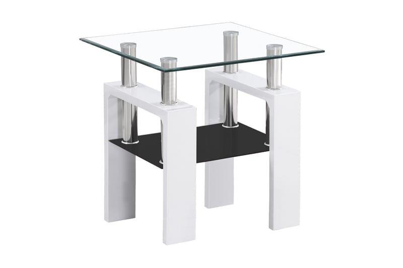 Soffbord Syalets D 60 cm med Förvaring Hylla - Glas/Vit - Möbler - Bord & matgrupp - Soffbord