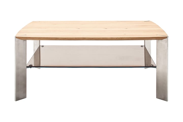 Soffbord Tamico 120 cm med Förvaring Hylla - Glas/Ek/Grå - Möbler - Bord & matgrupp - Soffbord