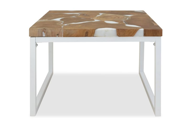 Soffbord teak och harts 60x60x40 cm - Vit - Möbler - Bord & matgrupp - Soffbord