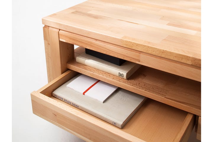 Soffbord Tinga 115 cm med Förvaring Hyllor + Lådor med Förva - Ekfärg - Möbler - Bord & matgrupp - Soffbord