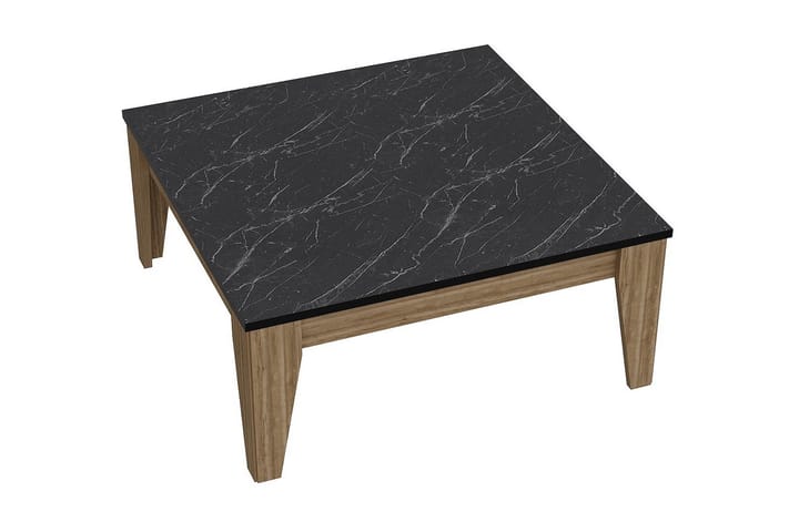 Soffbord Tomoe 85 cm Marmormönster - Svart/Valnötsbrun - Möbler - Bord & matgrupp - Soffbord