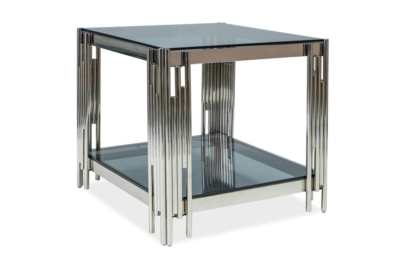 Soffbord Torala 55 cm med Förvaring Hylla - Rökfärgad Glas/Krom - Möbler - Bord & matgrupp - Soffbord