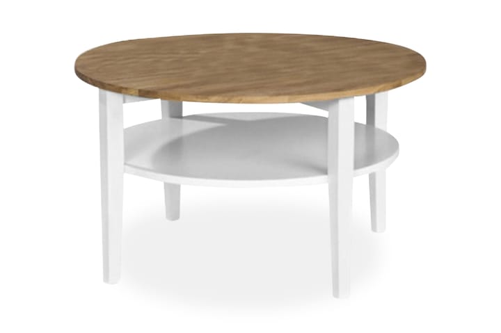 Soffbord Tranås 80 cm Runt Ek/Vit - Ek|Vit - Möbler - Bord & matgrupp - Soffbord - Soffbord med förvaring