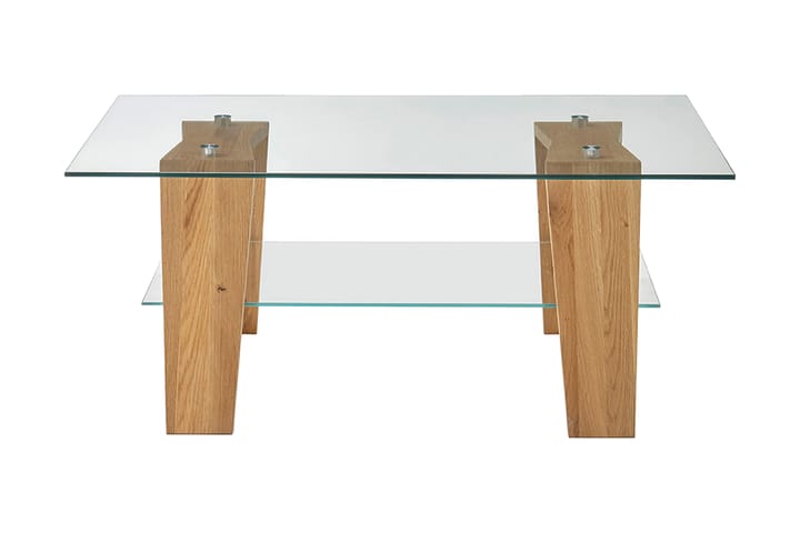Soffbord Tulare 100 cm med Förvaring Hylla - Glas/Ek - Möbler - Bord & matgrupp - Soffbord