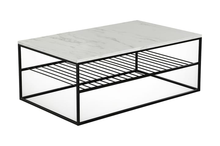 Soffbord Ubbeboda 95 cm med Förvaring Hylla Marmormönster Ri - Vit/Svart - Möbler - Bord & matgrupp - Soffbord