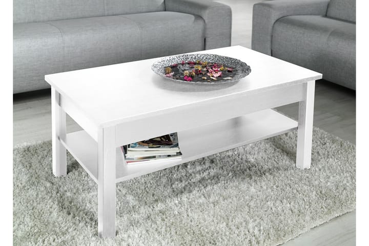 Soffbord Unias 110 cm med Förvaring Hylla - Matt Vit - Möbler - Bord & matgrupp - Soffbord