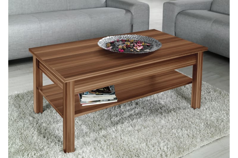 Soffbord Unias 110 cm med Förvaring Hylla - Valnötsbrun - Möbler - Bord & matgrupp - Soffbord
