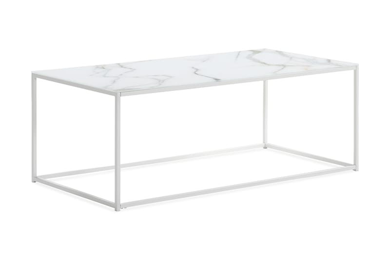 Soffbord Valeria 120 cm Marmormönster - Glas/Vit - Möbler - Bord & matgrupp - Soffbord