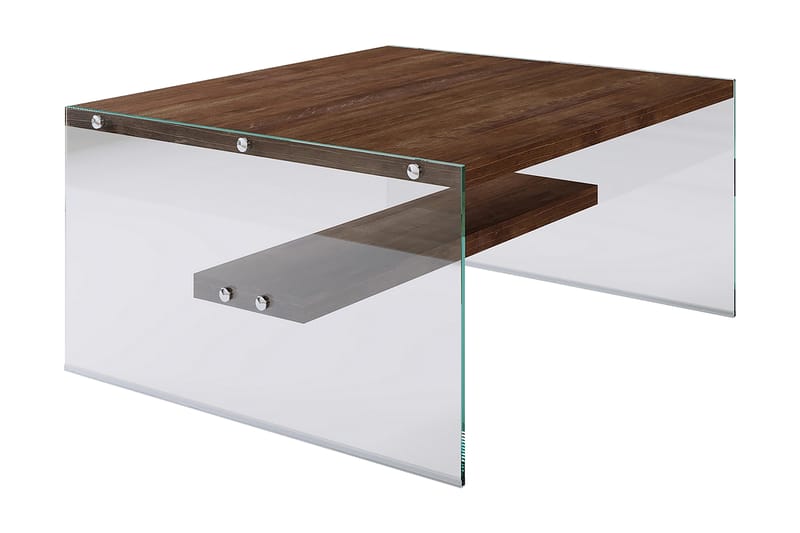 Soffbord Vallsbo 75 cm med Förvaring Hylla - Glas/Brun - Möbler - Bord & matgrupp - Soffbord