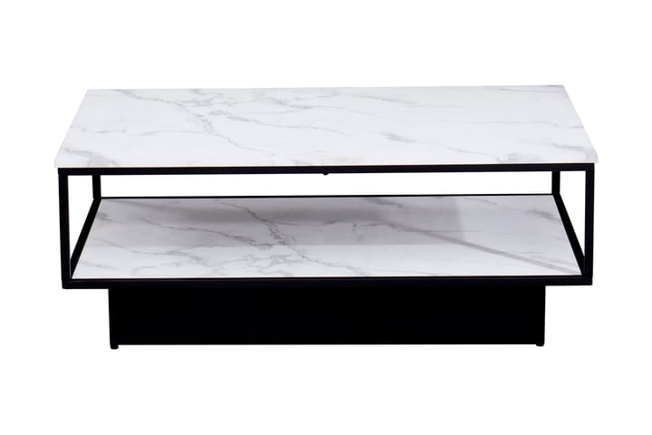 Soffbord Vannetta 120 cm med Förvaring Hylla Marmormönster - Grå/Vit/Svart - Möbler - Bord & matgrupp - Soffbord