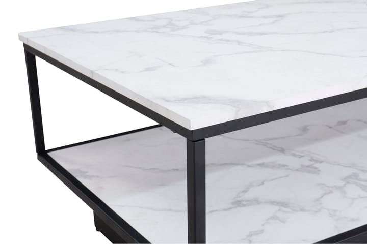Soffbord Vannetta 120 cm med Förvaring Hylla Marmormönster - Grå/Vit/Svart - Möbler - Bord & matgrupp - Soffbord