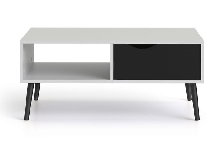 Soffbord Vasiliki 99 cm med Förvaring Låda + Hylla - Vit/Svart - Möbler - Soffa - 2 sits soffa