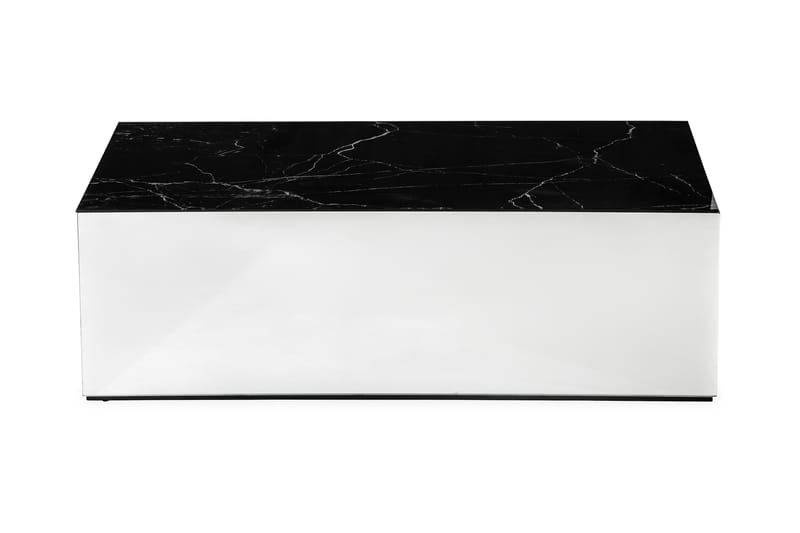 Soffbord Vathy 110 cm Marmormönster - Spegel/Glas/Svart - Möbler - Bord & matgrupp - Soffbord
