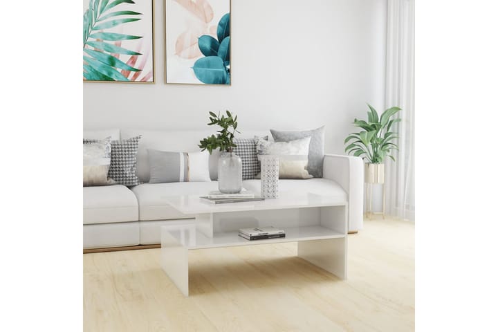 Soffbord vit högglans 90x60x42,5 cm spånskiva - Vit - Möbler - Bord & matgrupp - Soffbord