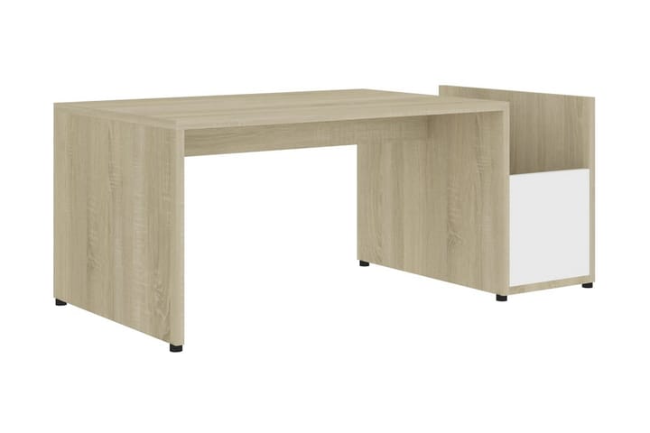 Soffbord vit och sonoma-ek 90x45x35 cm spånskiva - Vit - Möbler - Bord & matgrupp - Soffbord