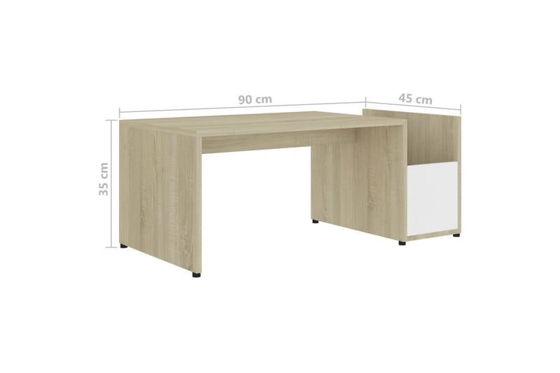 Soffbord vit och sonoma-ek 90x45x35 cm spånskiva - Vit - Möbler - Bord & matgrupp - Soffbord