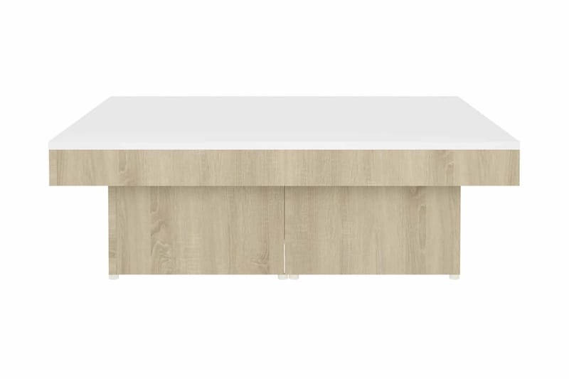 Soffbord vit och sonoma-ek 90x90x28 cm spånskiva - Vit - Möbler - Bord & matgrupp - Soffbord